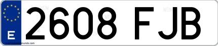 Ejemplo de matrícula española 2608 FJB
