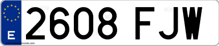 Ejemplo de matrícula de coche ordinaria 2608 FJW
