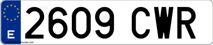 Ejemplo de matrícula de coche ordinaria 2609 CWR