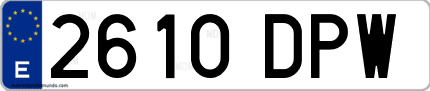 Ejemplo de matrícula de coche ordinaria 2610 DPW