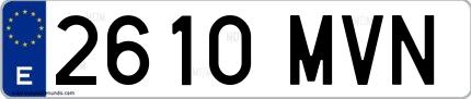 Ejemplo de matrícula española 2610 MVN