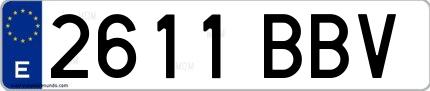 Ejemplo de matrícula española 2611 BBV