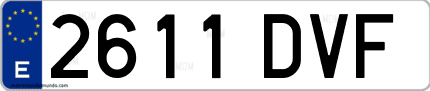Ejemplo de matrícula de coche ordinaria 2611 DVF
