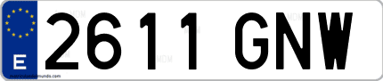 Ejemplo de matrícula de coche ordinaria 2611 GNW