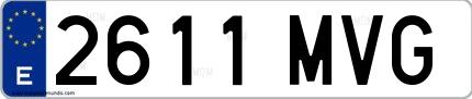 Ejemplo de matrícula española 2611 MVG