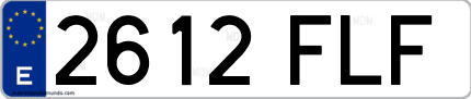 Ejemplo de matrícula de coche ordinaria 2612 FLF