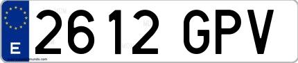 Ejemplo de matrícula española 2612 GPV