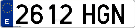 Ejemplo de matrícula de coche ordinaria 2612 HGN