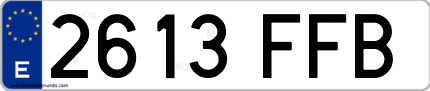 Ejemplo de matrícula de coche ordinaria 2613 FFB