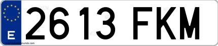 Ejemplo de matrícula española 2613 FKM