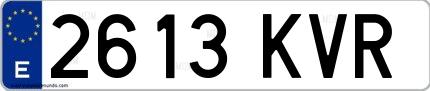 Ejemplo de matrícula española 2613 KVR