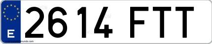 Ejemplo de matrícula española 2614 FTT