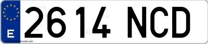Ejemplo de matrícula española 2614 NCD