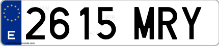 Ejemplo de matrícula de coche ordinaria 2615 MRY