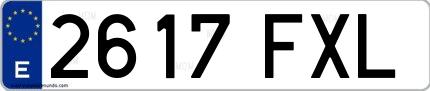 Ejemplo de matrícula española 2617 FXL