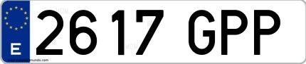 Ejemplo de matrícula española 2617 GPP