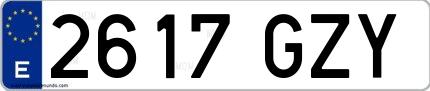 Ejemplo de matrícula española 2617 GZY