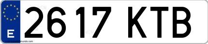 Ejemplo de matrícula española 2617 KTB