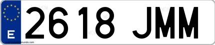 Ejemplo de matrícula española 2618 JMM