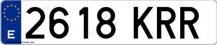 Ejemplo de matrícula de coche ordinaria 2618 KRR