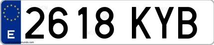 Ejemplo de matrícula española 2618 KYB