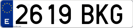 Ejemplo de matrícula de coche ordinaria 2619 BKG