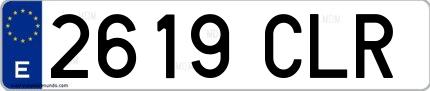 Ejemplo de matrícula española 2619 CLR