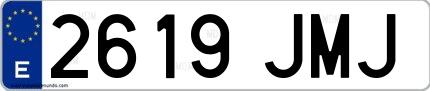 Ejemplo de matrícula española 2619 JMJ