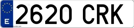 Ejemplo de matrícula española 2620 CRK