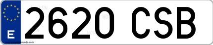 Ejemplo de matrícula española 2620 CSB