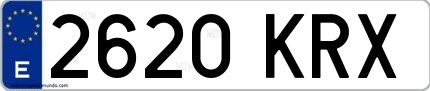 Ejemplo de matrícula española 2620 KRX