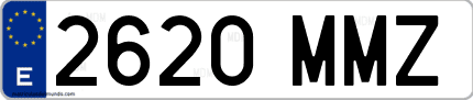 Ejemplo de matrícula de coche ordinaria 2620 MMZ