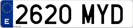 Ejemplo de matrícula de coche ordinaria 2620 MYD
