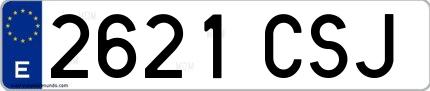 Ejemplo de matrícula española 2621 CSJ