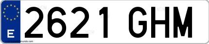 Ejemplo de matrícula española 2621 GHM