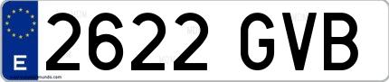 Ejemplo de matrícula española 2622 GVB