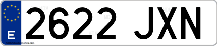 Ejemplo de matrícula de coche ordinaria 2622 JXN