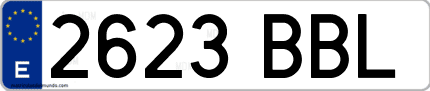 Ejemplo de matrícula de coche ordinaria 2623 BBL