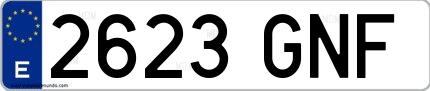 Ejemplo de matrícula española 2623 GNF