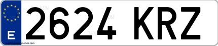 Ejemplo de matrícula española 2624 KRZ