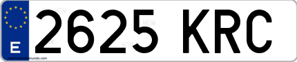 Ejemplo de matrícula de coche ordinaria 2625 KRC