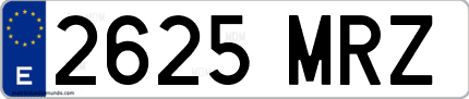 Ejemplo de matrícula de coche ordinaria 2625 MRZ