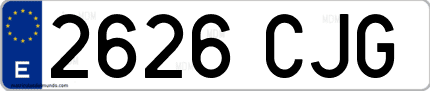 Ejemplo de matrícula de coche ordinaria 2626 CJG