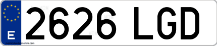 Ejemplo de matrícula de coche ordinaria 2626 LGD