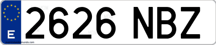 Ejemplo de matrícula de coche ordinaria 2626 NBZ
