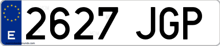 Ejemplo de matrícula de coche ordinaria 2627 JGP