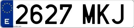 Ejemplo de matrícula española 2627 MKJ