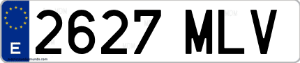 Ejemplo de matrícula de coche ordinaria 2627 MLV