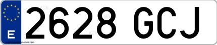 Ejemplo de matrícula española 2628 GCJ