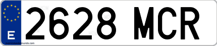 Ejemplo de matrícula de coche ordinaria 2628 MCR